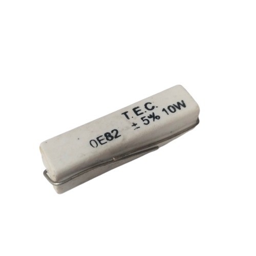 0.82E 10W 5% Axial Lead  Ceramic Encased White Wire Wound Resistors    image 1