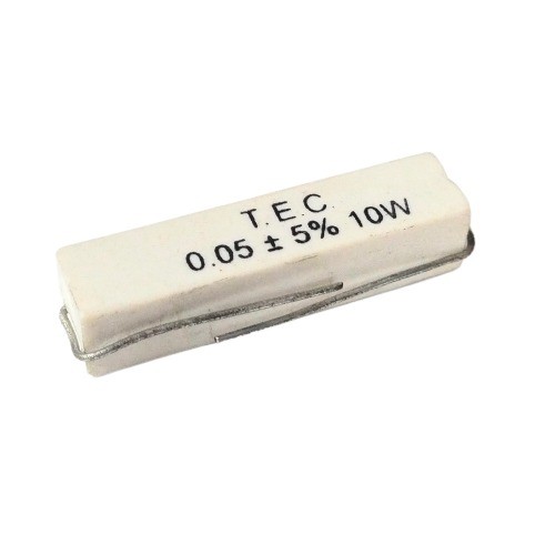 0.05E 10W 5% Axial Lead  Ceramic Encased White Wire Wound Resistors    image 1