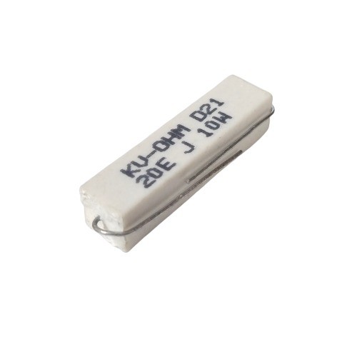 20E 10W 5% Axial Lead  Ceramic Encased White Wire Wound Resistors  image 1