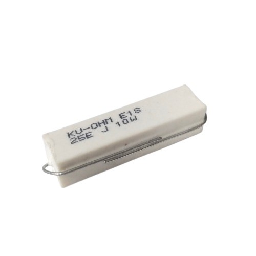 25E 10W 5% Axial Lead  Ceramic Encased White Wire Wound Resistors  image 1