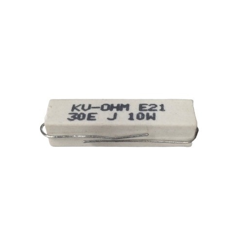 30 Ohm 10W 5% Axial Lead Ceramic Encased Wire Wound Resistor (White Power Resistor) image 1