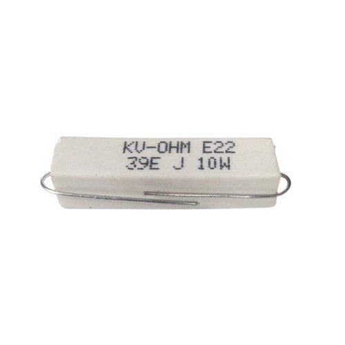 39 Ohm 10W 5% Axial Lead Ceramic Encased Wire Wound Resistor (White Ceramic Body, Through-Hole Mounting) image 1