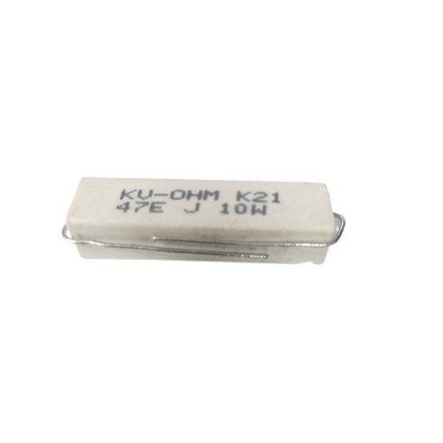 47 Ohm 10W 5% Axial Lead Ceramic Encased Wire Wound Resistor (White Ceramic Body, Through-Hole Mounting) image 1