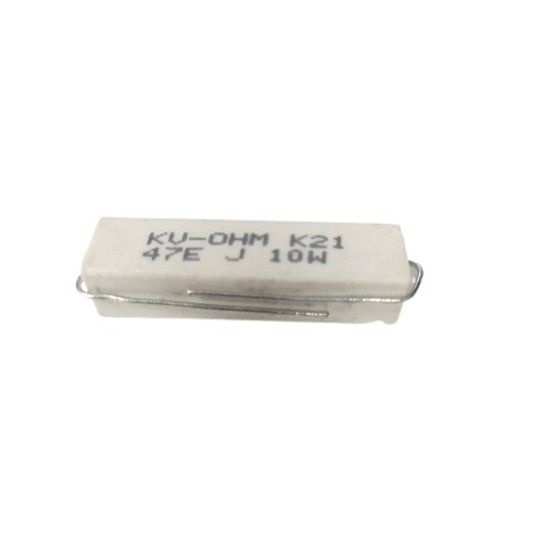 47E 10W 5% Axial Lead  Ceramic Encased White Wire Wound Resistors  image 1