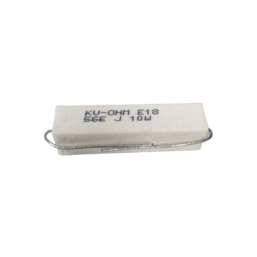 56 Ohm 10W 5% Axial Lead Ceramic Encased Wire Wound Resistor (White Ceramic Body, Through-Hole Mounting) image 1