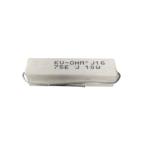 75E 10W 5% Axial Lead  Ceramic Encased White Wire Wound Resistors  image 1