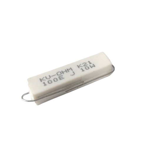 100E 10W 5% Axial Lead  Ceramic Encased White Wire Wound Resistors  image 1