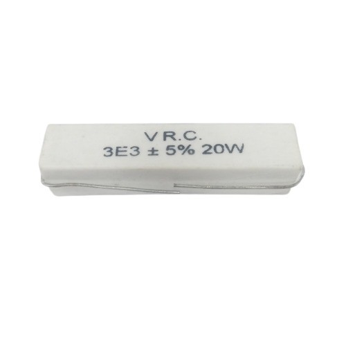 3.3E 20W 5% Axial Lead  Ceramic Encased White Wire Wound Resistors      image 1