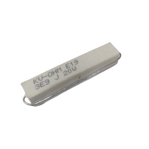 3.9E 20W 5% Axial Lead  Ceramic Encased White Wire Wound Resistors      image 1