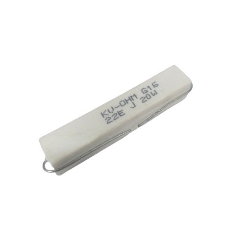 22E 20W 5% Axial Lead  Ceramic Encased White Wire Wound Resistors      image 1