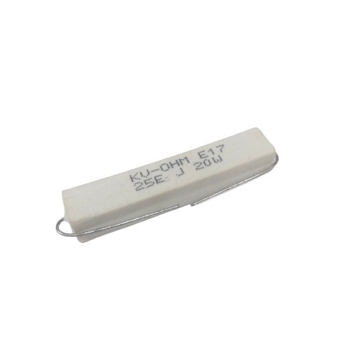 25E 20W 5% Axial Lead  Ceramic Encased White Wire Wound Resistors      image 1