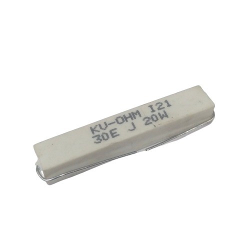 30E 20W 5% Axial Lead  Ceramic Encased White Wire Wound Resistors      image 1