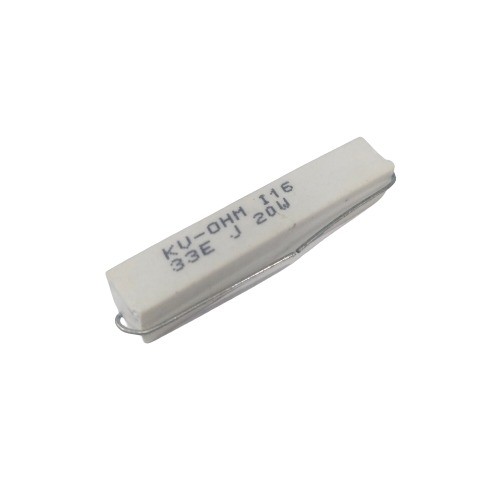 33E 20W 5%  Axial Lead  Ceramic Encased White Wire Wound Resistors      image 1