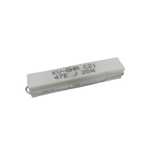 47E 20W 5% Axial Lead  Ceramic Encased White Wire Wound Resistors      image 1
