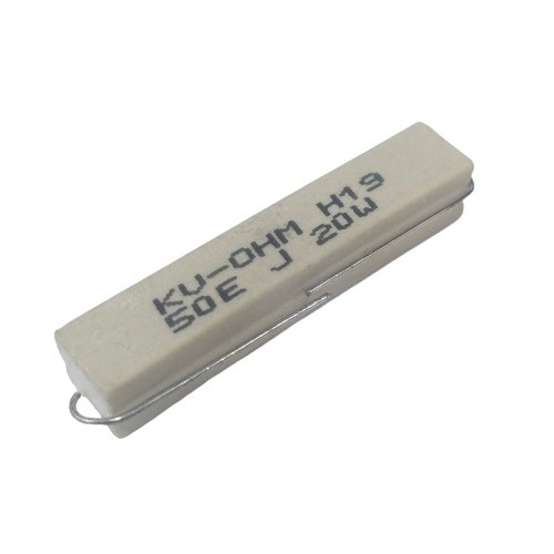 50E 20W 5% Axial Lead  Ceramic Encased White Wire Wound Resistors      image 1