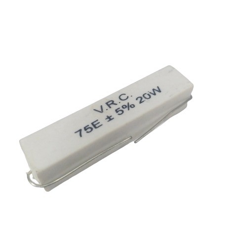 75E 20W 5%  Axial Lead  Ceramic Encased White Wire Wound Resistors     image 1