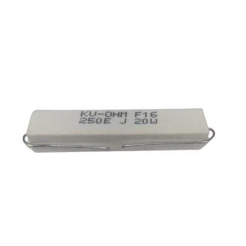 250E 20W 5% Axial Lead  Ceramic Encased White Wire Wound Resistors      image 1