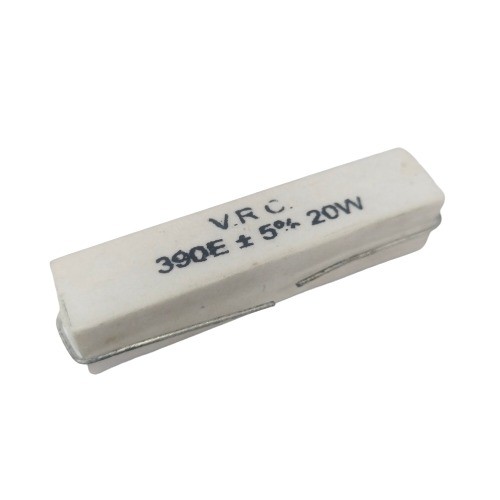 390E 20W 5% Axial Lead  Ceramic Encased White Wire Wound Resistors      image 1