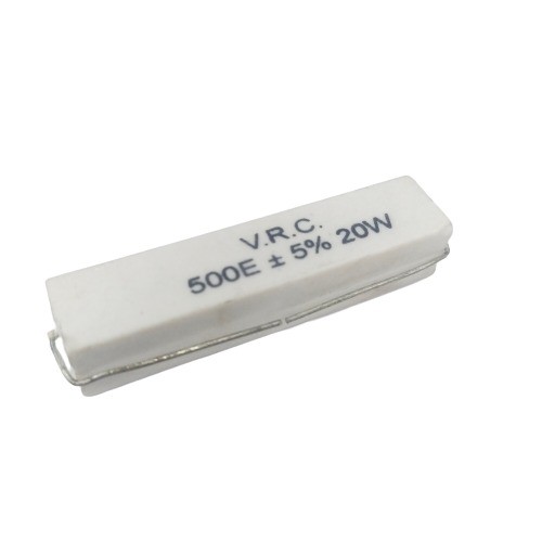500E 20W 5% Axial Lead  Ceramic Encased White Wire Wound Resistors     image 1