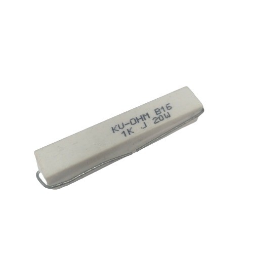 1K 20W 5% Axial Lead  Ceramic Encased White Wire Wound Resistors      image 1