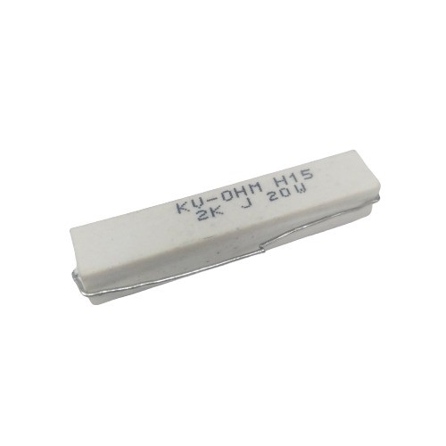 2K 20W 5% Axial Lead  Ceramic Encased White Wire Wound Resistors      image 1