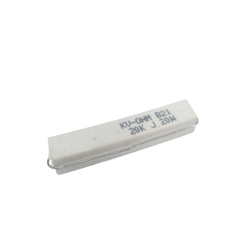 20K 20W 5% Axial Lead  Ceramic Encased White Wire Wound Resistors      image 1
