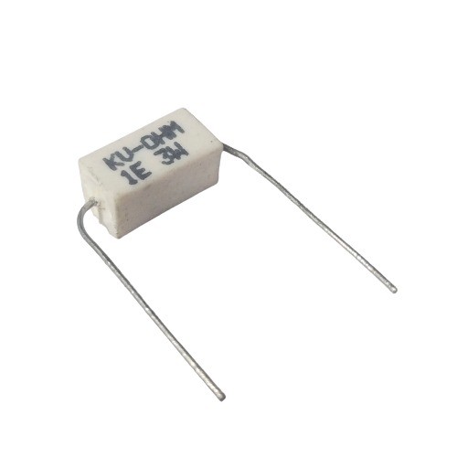 1E 3W 5% Axial Lead Ceramic Encased White Wire Wound Resistors image 1