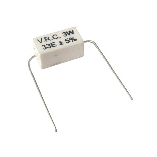 33 Ohm 3W 5% Axial Lead Ceramic Encased Wire Wound Resistor (White Ceramic Body, Through-Hole Mounting) image 1