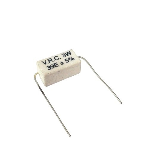 39 Ohm 3W 5% Axial Lead Ceramic Encased Wire Wound Resistor (White Ceramic Body, Through-Hole Mounting) image 1
