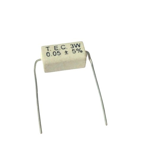 0.05E 3W 5% Axial Lead Ceramic Encased White Wire Wound Resistors image 1