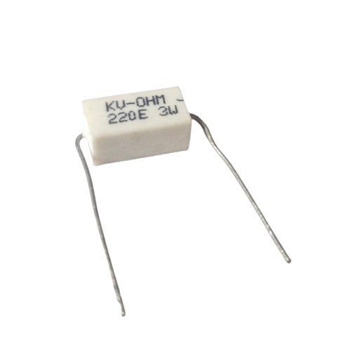 220E 3W 5% Axial Lead Ceramic Encased White Wire Wound Resistors image 1