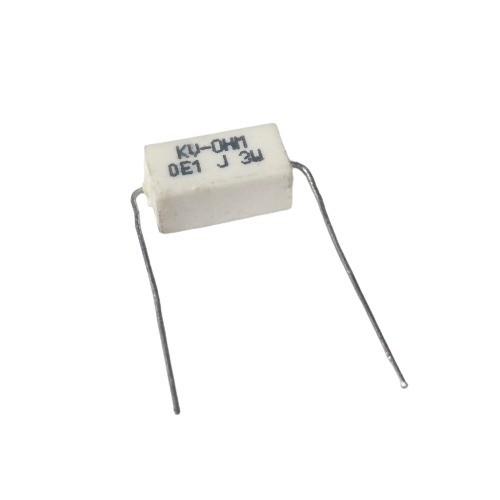 0.1E 3W 5% Axial Lead Ceramic Encased White Wire Wound Resistors image 1
