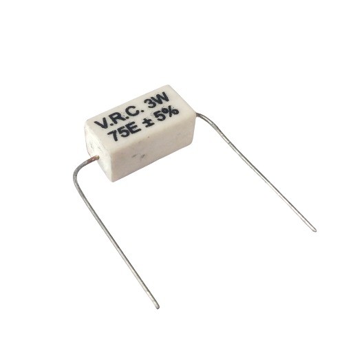 75E 3W 5% Axial Lead Ceramic Encased White Wire Wound Resistors image 1