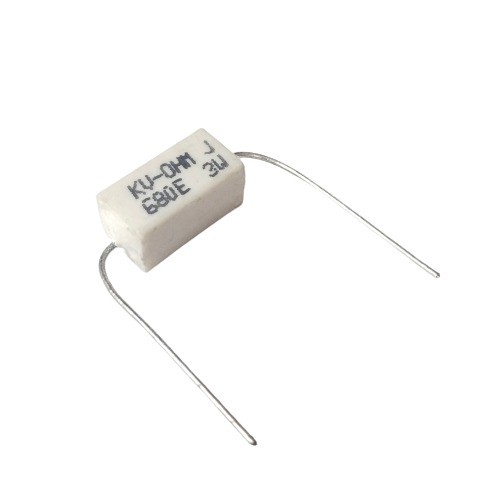 680E 3W 5% Axial Lead Ceramic Encased White Wire Wound Resistors image 1