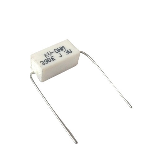 390E 3W 5% Axial Lead Ceramic Encased White Wire Wound Resistors image 1