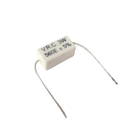 560 Ohm 3W 5% Axial Lead Ceramic Encased Wire Wound Resistor (White Ceramic Body, Through-Hole Mounting) image 1