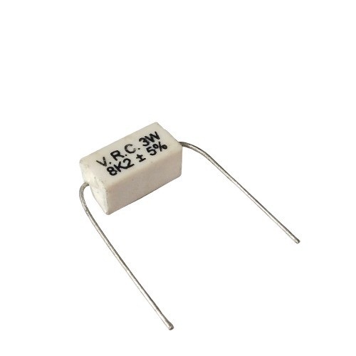 8.2K Ohm 3W 5% Ceramic Encased Wire Wound Resistor (8200 Ohm Axial Lead White Power Resistor) image 1