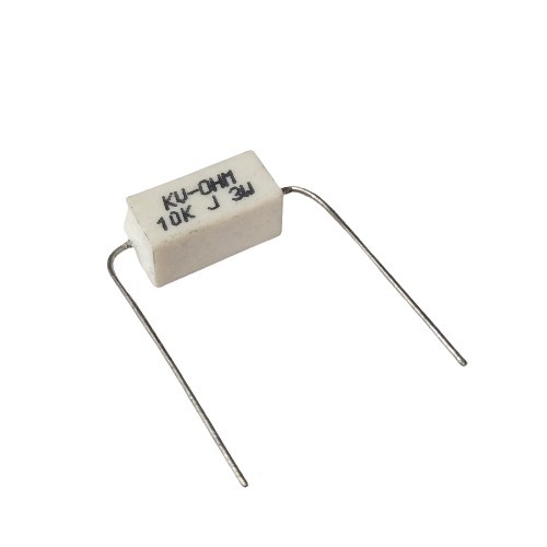10K 3W 5% Axial Lead Ceramic Encased White Wire Wound Resistors image 1