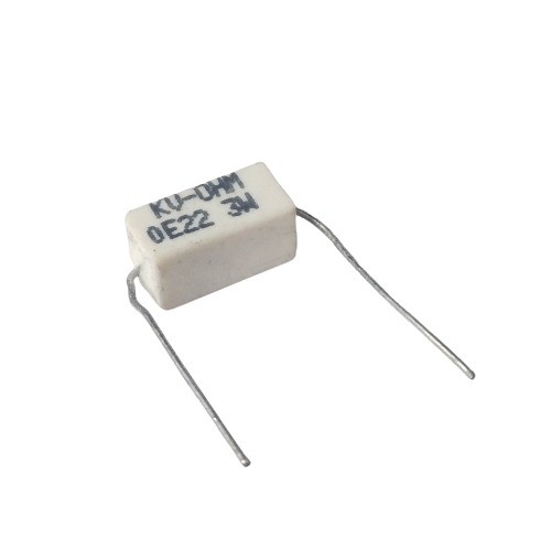 0.22E 3W 5% Axial Lead Ceramic Encased White Wire Wound Resistors image 1
