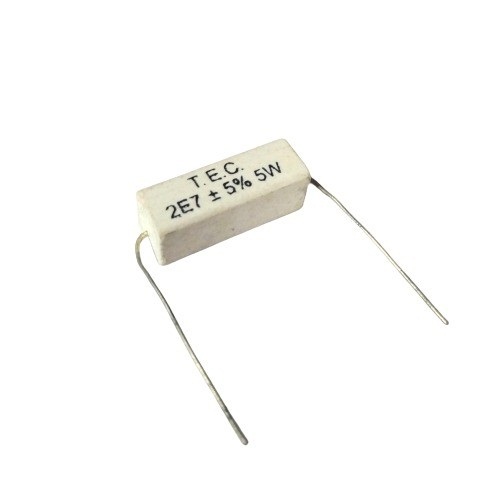 2.7 Ohm 5W 5% Axial Lead Ceramic Encased Wire Wound Resistor (White Ceramic Body Power Resistor) image 1