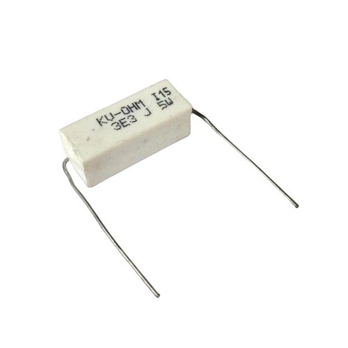 3.3E 5W 5% Axial Lead  Ceramic Encased White Wire Wound Resistors    image 1