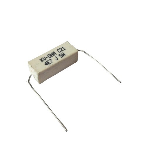 4.7E 5W 5% Axial Lead  Ceramic Encased White Wire Wound Resistors    image 1