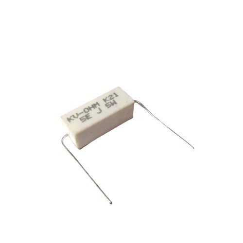 5E 5W 5% Axial Lead  Ceramic Encased White Wire Wound Resistors    image 1