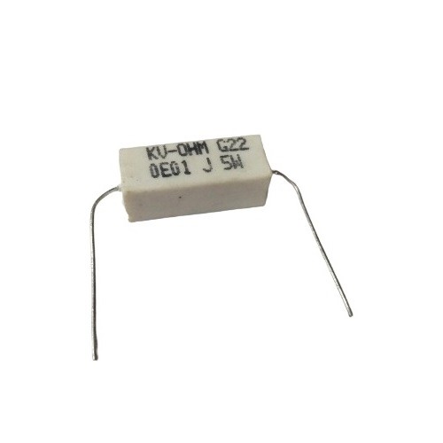 0.01E 5W 5% Axial Lead  Ceramic Encased White Wire Wound Resistors    image 1