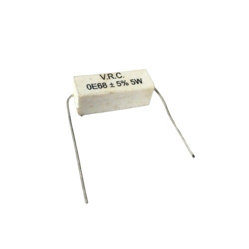 0.68E 5W 5% Axial Lead  Ceramic Encased White Wire Wound Resistors    image 1