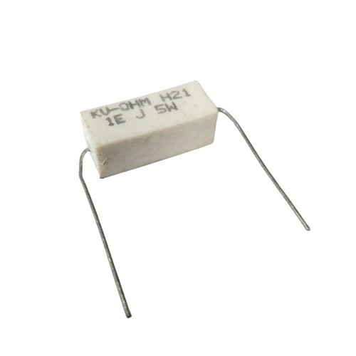 1E 5W 5% Axial Lead  Ceramic Encased White Wire Wound Resistors    image 1