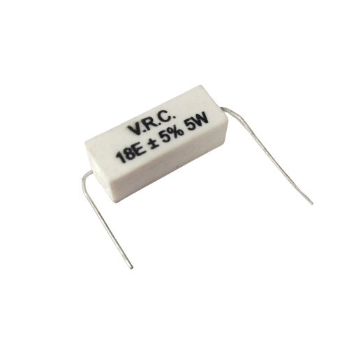 18E 5W 5% Axial Lead  Ceramic Encased White Wire Wound Resistors    image 1