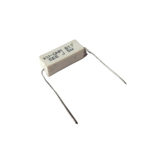 5.6E 5W 5% Axial Lead  Ceramic Encased White Wire Wound Resistors    image 1