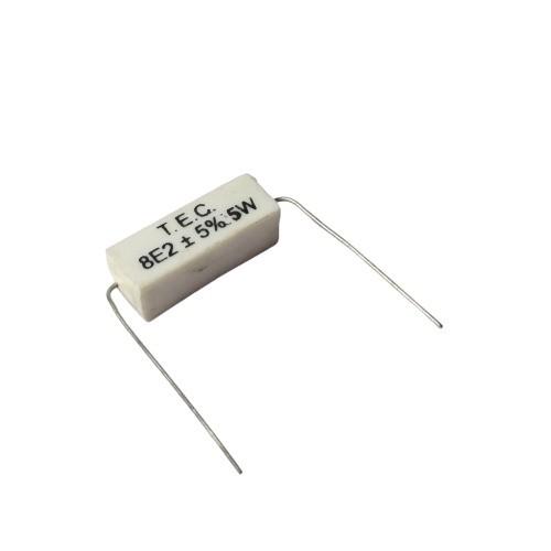 8.2E 5W 5% Axial Lead  Ceramic Encased White Wire Wound Resistors    image 1