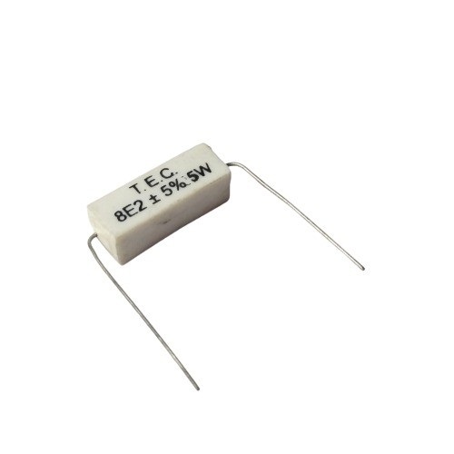 8.2 Ohm 5W 5% Axial Lead Ceramic Encased Wire Wound Resistor (White Ceramic Body Power Resistor) image 1